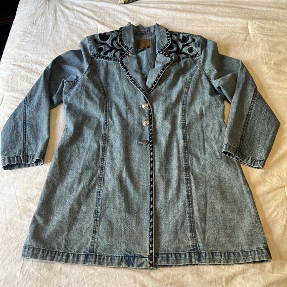 Saddle Ridge Vintage Collection Denim Western Jacket Embroidered Blazer Size XL - Picture 1 of 16
